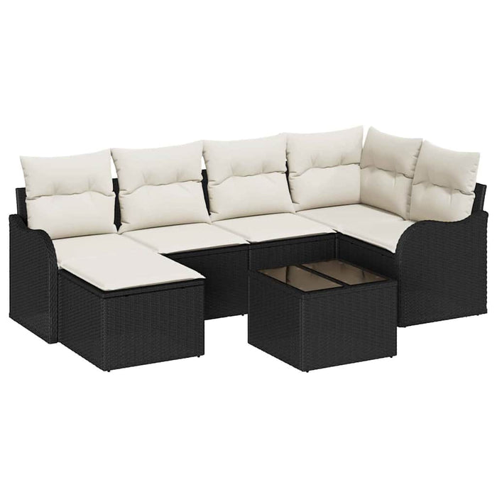 Set de canapele pentru grădină cu pernă 7 pcs Negru Rattan poli - WALTI WALTI