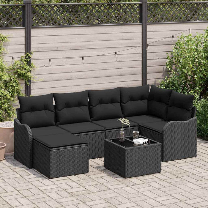 Set de canapele pentru grădină cu pernă 7 pcs Negru Rattan poli - WALTI WALTI