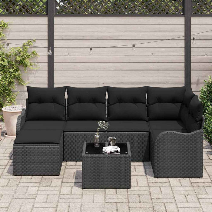 Set de canapele pentru grădină cu pernă 7 pcs Negru Rattan poli - WALTI WALTI