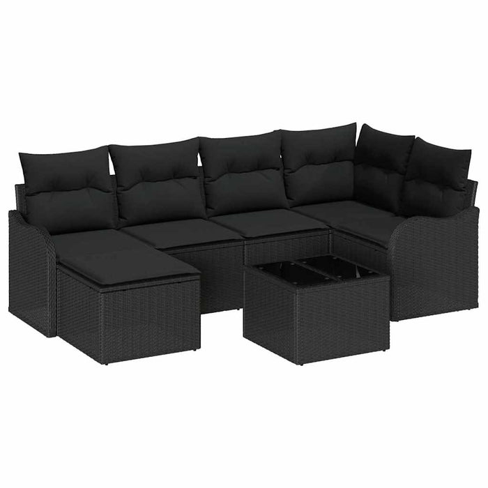 Set de canapele pentru grădină cu pernă 7 pcs Negru Rattan poli - WALTI WALTI