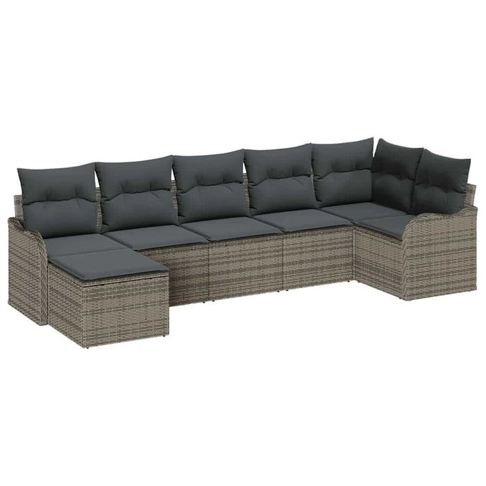 Set de canapele pentru grădină cu pernă 7 pcs Gri Rattan poli - WALTI WALTI
