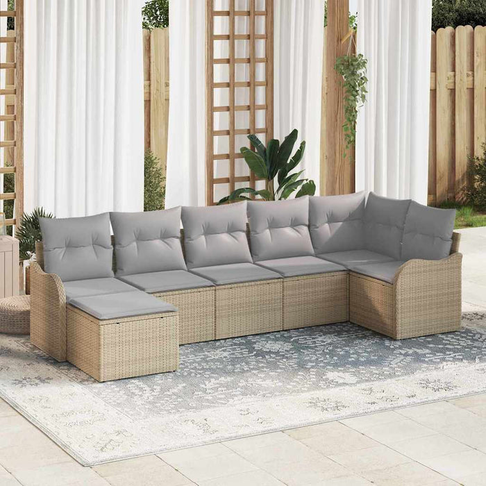 Set de canapele pentru grădină cu pernă 7 pcs Bej Rattan poli - WALTI WALTI