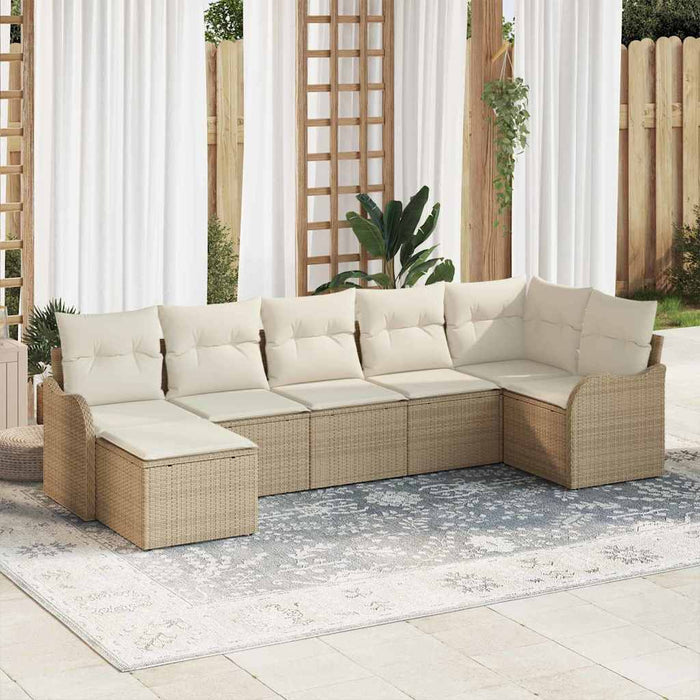 Set de canapele pentru grădină cu pernă 7 pcs Bej Rattan poli - WALTI WALTI