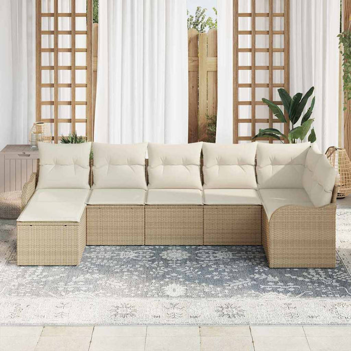 Set de canapele pentru grădină cu pernă 7 pcs Bej Rattan poli - WALTI WALTI