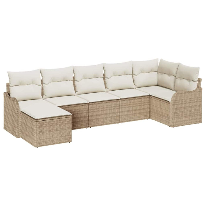 Set de canapele pentru grădină cu pernă 7 pcs Bej Rattan poli - WALTI WALTI