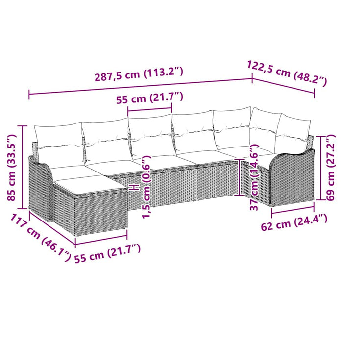 Set de canapele pentru grădină cu pernă 7 pcs Bej Rattan poli - WALTI WALTI