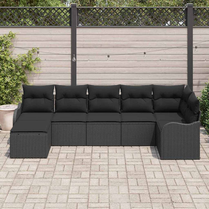 Set de canapele pentru grădină cu pernă 7 pcs Negru Rattan poli - WALTI WALTI