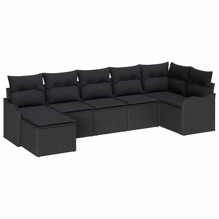 Set de canapele pentru grădină cu pernă 7 pcs Negru Rattan poli - WALTI WALTI