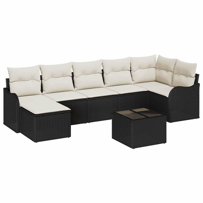 Set de canapele pentru grădină cu pernă 8 pcs Negru Rattan poli - WALTI WALTI