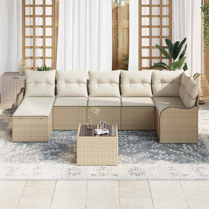 Set de canapele pentru grădină cu pernă 8 pcs Bej Rattan poli - WALTI WALTI