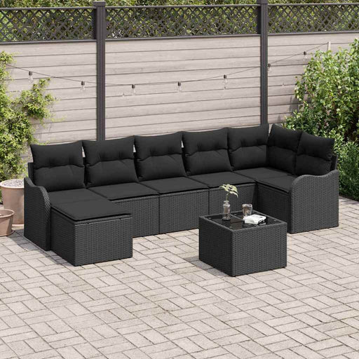 Set de canapele pentru grădină cu pernă 8 pcs Negru Rattan poli - WALTI WALTI