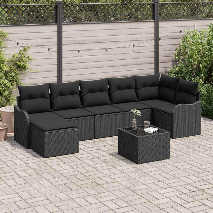 Set de canapele pentru grădină cu pernă 8 pcs Negru Rattan poli - WALTI WALTI