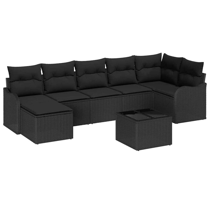 Set de canapele pentru grădină cu pernă 8 pcs Negru Rattan poli - WALTI WALTI