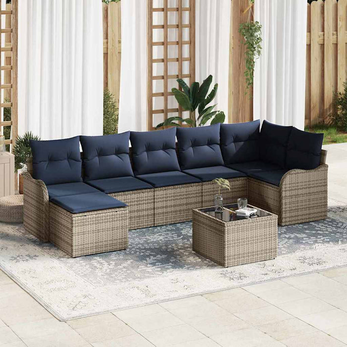 Set de canapele pentru grădină cu pernă 8 pcs Gri Rattan poli - WALTI WALTI
