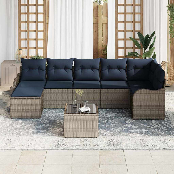 Set de canapele pentru grădină cu pernă 8 pcs Gri Rattan poli - WALTI WALTI