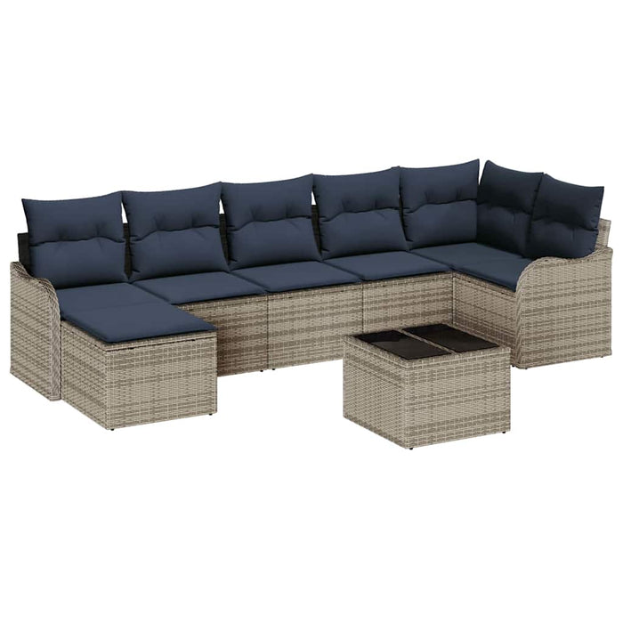 Set de canapele pentru grădină cu pernă 8 pcs Gri Rattan poli - WALTI WALTI