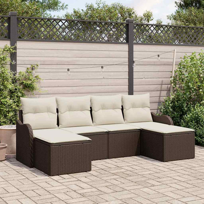Set de canapele pentru grădină cu pernă 6 pcs Maro Rattan poli - WALTI WALTI