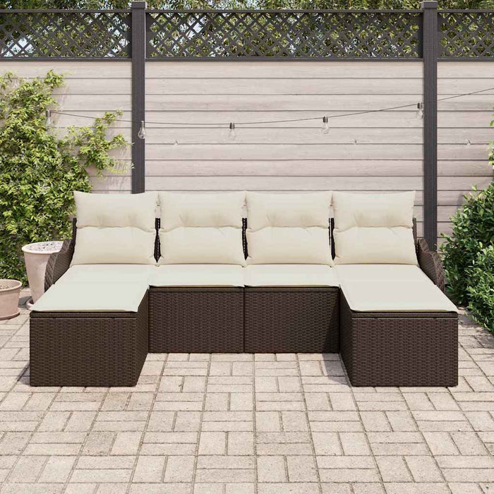 Set de canapele pentru grădină cu pernă 6 pcs Maro Rattan poli - WALTI WALTI