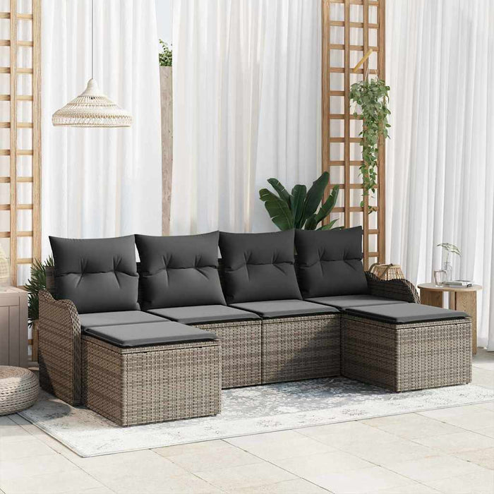 Set de canapele pentru grădină cu pernă 6 pcs Gri Rattan poli - WALTI WALTI