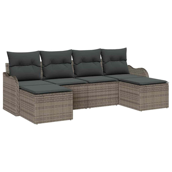 Set de canapele pentru grădină cu pernă 6 pcs Gri Rattan poli - WALTI WALTI