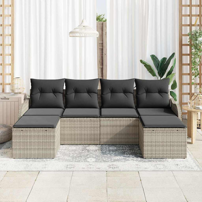 Set de canapele pentru grădină 6 pcs Gri deschis Rattan poli - WALTI WALTI
