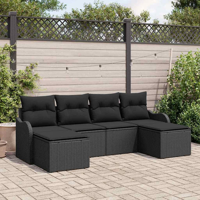 Set de canapele pentru grădină cu pernă 6 pcs Negru Rattan poli - WALTI WALTI