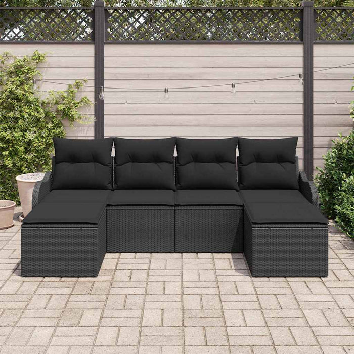 Set de canapele pentru grădină cu pernă 6 pcs Negru Rattan poli - WALTI WALTI