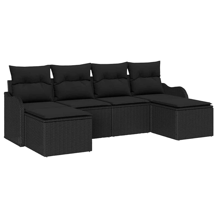 Set de canapele pentru grădină cu pernă 6 pcs Negru Rattan poli - WALTI WALTI