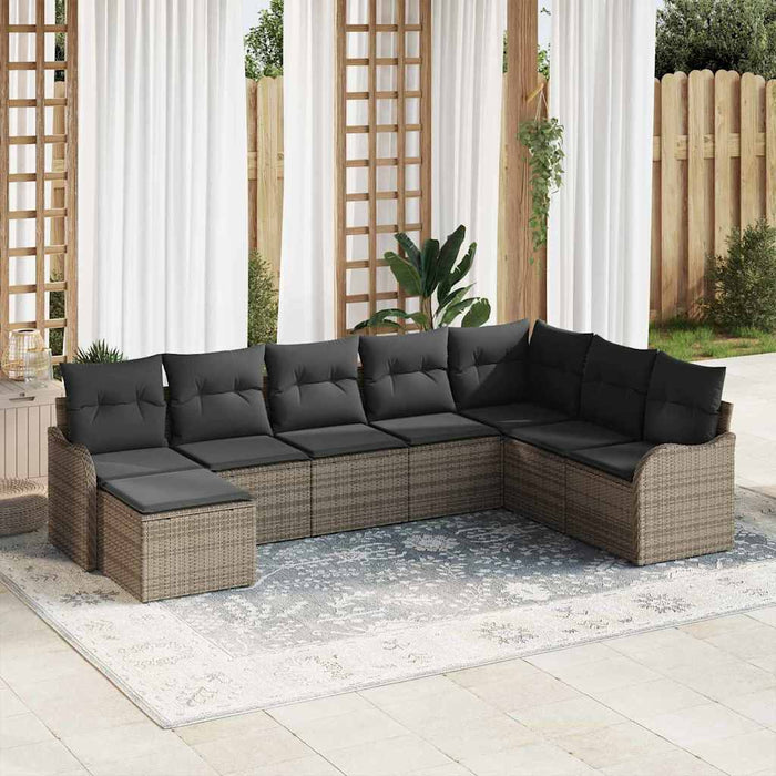 Set de canapele pentru grădină cu pernă 8 pcs Gri Rattan poli - WALTI WALTI