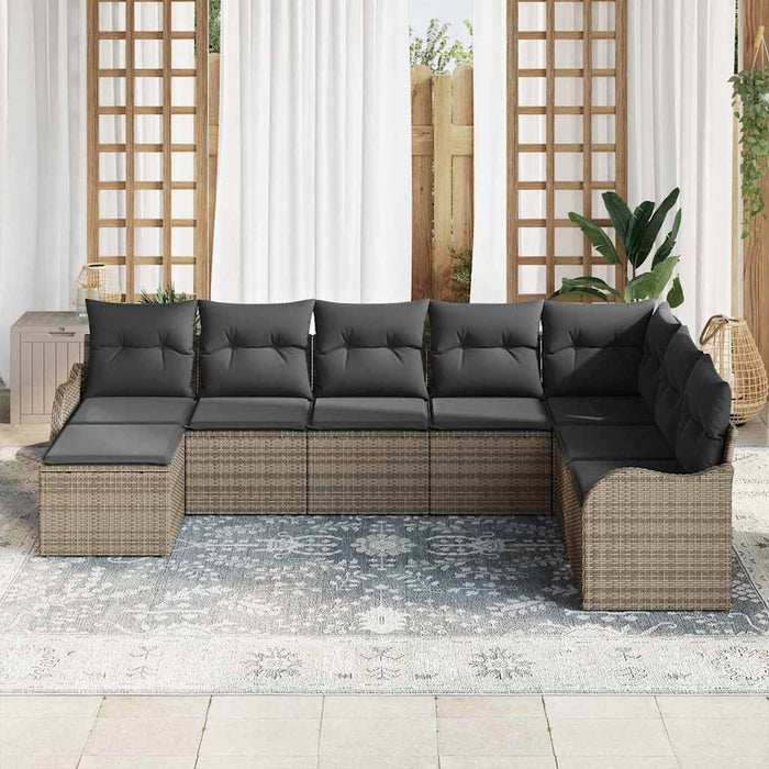 Set de canapele pentru grădină cu pernă 8 pcs Gri Rattan poli - WALTI WALTI