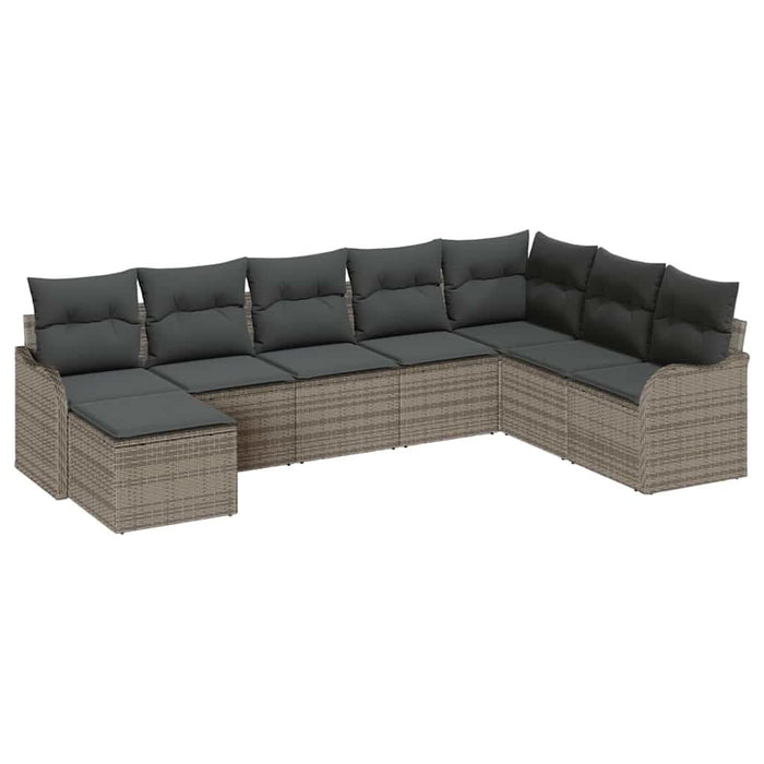 Set de canapele pentru grădină cu pernă 8 pcs Gri Rattan poli - WALTI WALTI