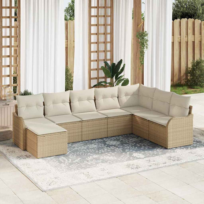 Set de canapele pentru grădină cu pernă 8 pcs Bej Rattan poli - WALTI WALTI