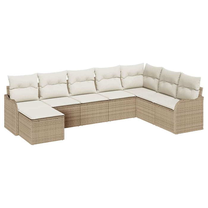 Set de canapele pentru grădină cu pernă 8 pcs Bej Rattan poli - WALTI WALTI