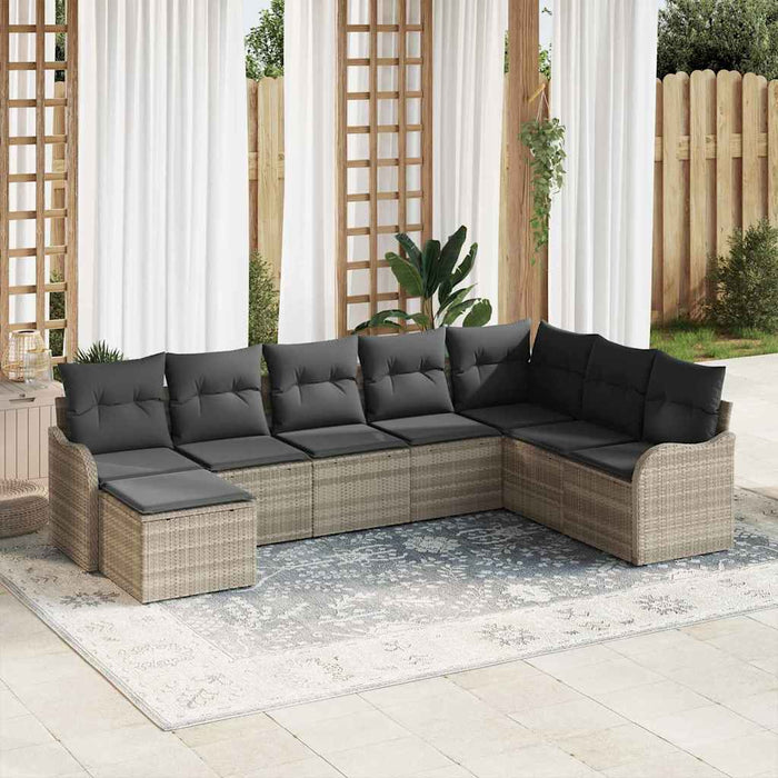 Set de canapele pentru grădină 8 pcs Gri deschis Rattan poli - WALTI WALTI