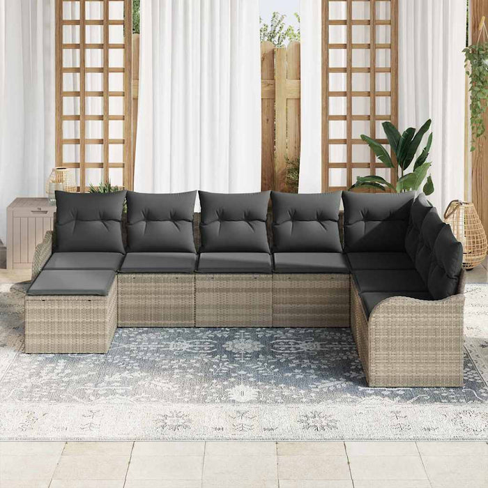 Set de canapele pentru grădină 8 pcs Gri deschis Rattan poli - WALTI WALTI