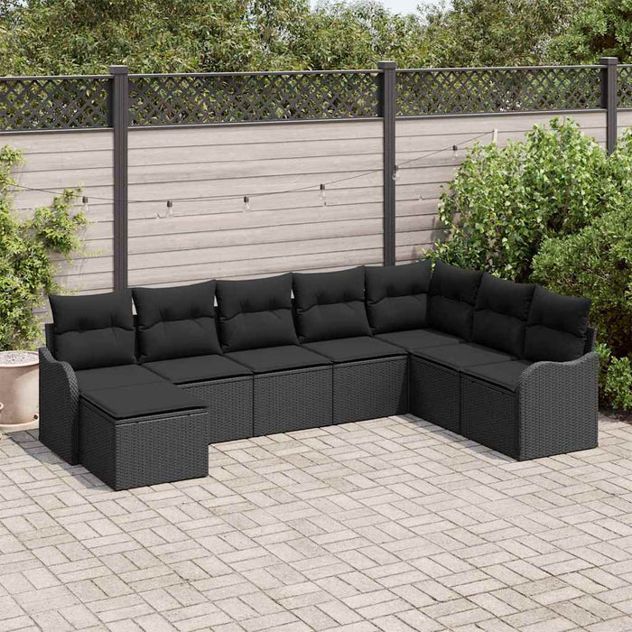 Set de canapele pentru grădină cu pernă 8 pcs Negru Rattan poli - WALTI WALTI