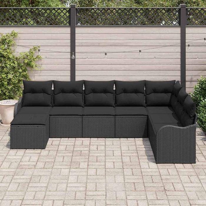 Set de canapele pentru grădină cu pernă 8 pcs Negru Rattan poli - WALTI WALTI