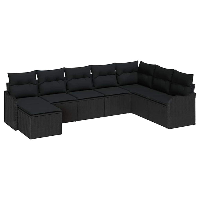 Set de canapele pentru grădină cu pernă 8 pcs Negru Rattan poli - WALTI WALTI
