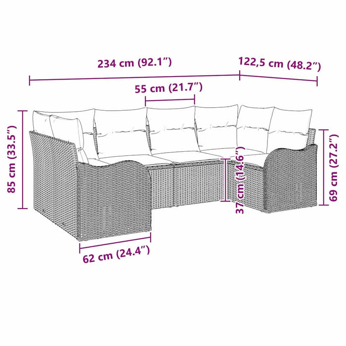Set de canapele pentru grădină cu pernă 6 pcs Maro Rattan poli - WALTI WALTI