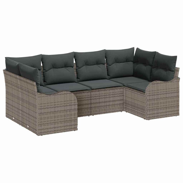 Set de canapele pentru grădină cu pernă 6 pcs Gri Rattan poli - WALTI WALTI