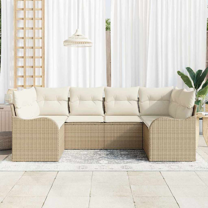Set de canapele pentru grădină cu pernă 6 pcs Bej Rattan poli WALTI