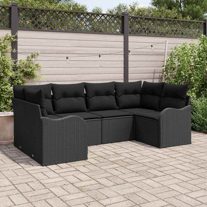 Set de canapele pentru grădină cu pernă 6 pcs Negru Rattan poli - WALTI WALTI