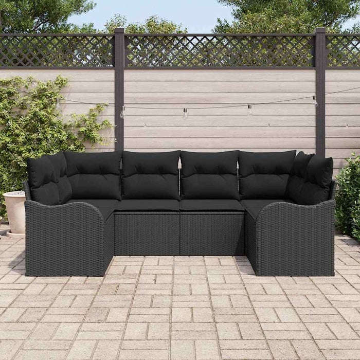 Set de canapele pentru grădină cu pernă 6 pcs Negru Rattan poli - WALTI WALTI