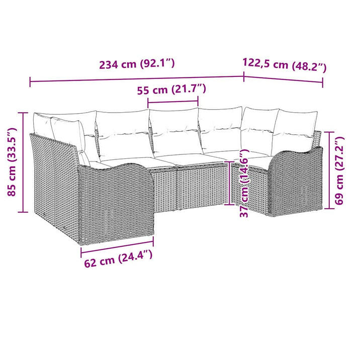 Set de canapele pentru grădină cu pernă 6 pcs Negru Rattan poli - WALTI WALTI