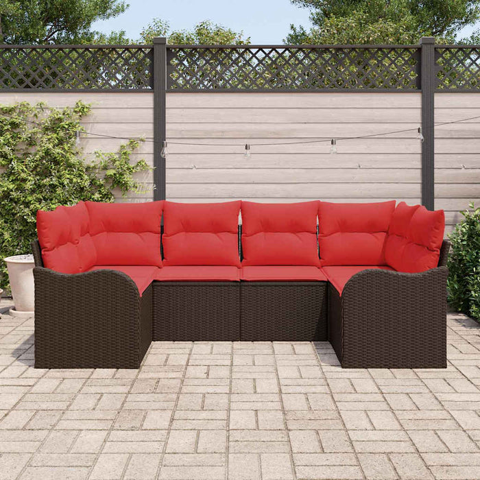 Set de canapea cu pernă 6 pcs Maro Poli Rattan WALTI