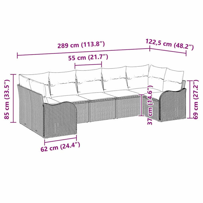 Set de canapele pentru grădină cu pernă 7 pcs Bej Rattan poli - WALTI WALTI