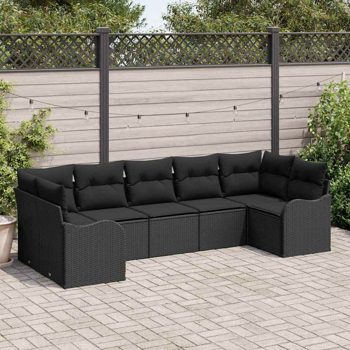 Set de canapele pentru grădină cu pernă 7 pcs Negru Rattan poli - WALTI WALTI