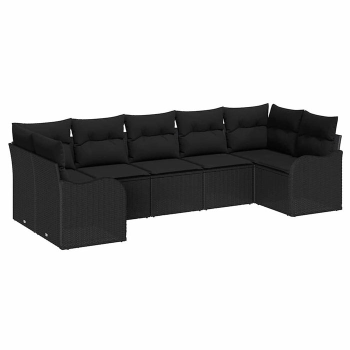 Set de canapele pentru grădină cu pernă 7 pcs Negru Rattan poli - WALTI WALTI