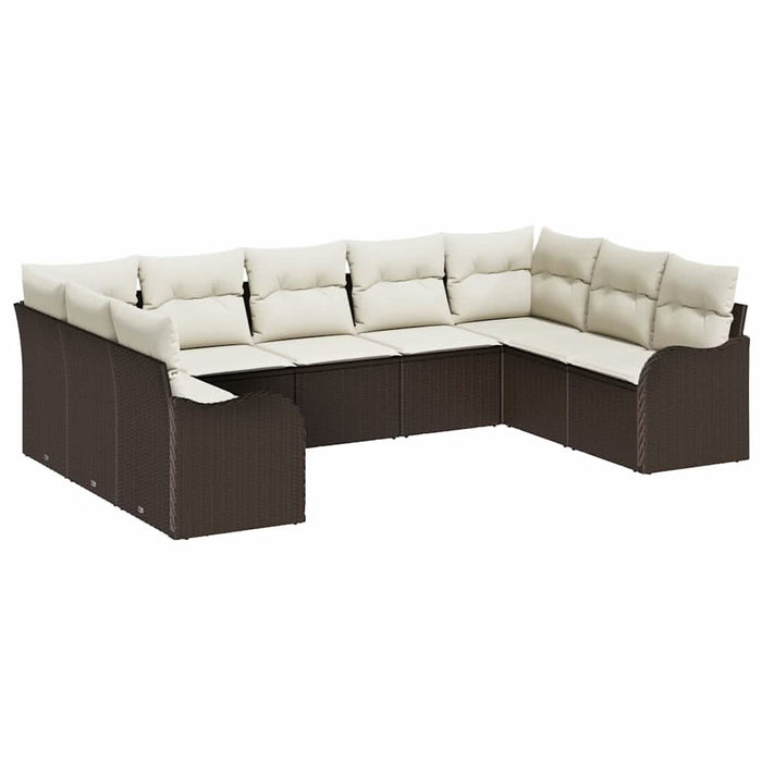 Set de canapele pentru grădină cu pernă 9 pcs Maro Rattan poli - WALTI WALTI