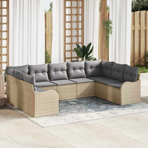 Set de canapele pentru grădină cu pernă 9 pcs Bej Rattan poli - WALTI WALTI